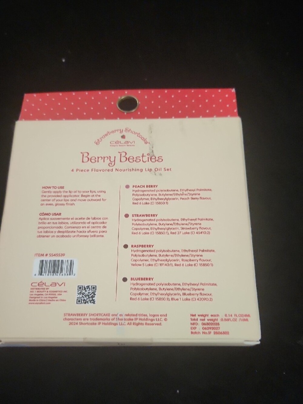 Strawberry Shortcake Shirt, 2 Lip Oil Set, 5 Pack Sheet Masks& 1 Pair Of Socks - Picture 9 of 9